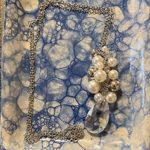 Paparazzi Silver and Pearl Cluster Necklace